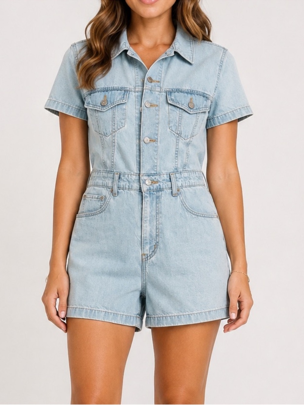Levi's Light Blue Denim Short-Sleeve Romper
